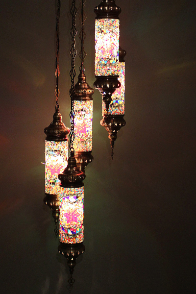 5in1 Cylinder Glass Antique Mosaic Sultan Chandelier Model 1